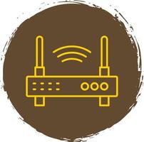 Wifi enrutador línea circulo amarillo icono vector