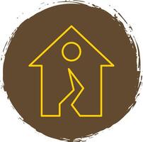 Earthquake Line Circle Yellow Icon vector