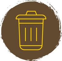 Dustbin Line Circle Yellow Icon vector