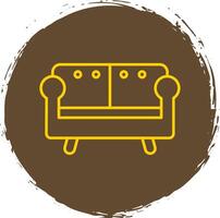 Sofa Line Circle Yellow Icon vector