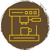 Coffee Machine Line Circle Yellow Icon vector