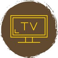 Tv Line Circle Yellow Icon vector