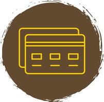 Bank Card Line Circle Yellow Icon vector