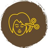 mujer pelo línea circulo amarillo icono vector