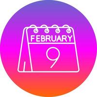 9th of February Line Gradient Circle Icon vector