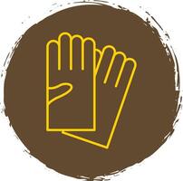 mano guantes línea circulo amarillo icono vector