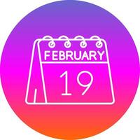 19th of February Line Gradient Circle Icon vector