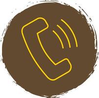 Phone Call Line Circle Yellow Icon vector