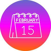 15th of February Line Gradient Circle Icon vector