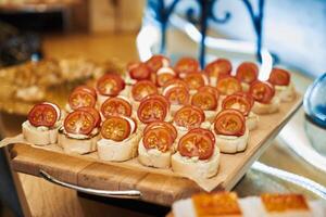 A set of beautiful snacks on the table. The buffet is on the table. Catering photo