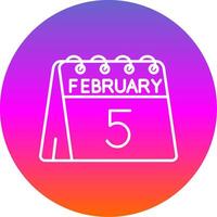 5th of February Line Gradient Circle Icon vector