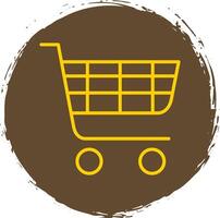 Shopping Basket Line Circle Yellow Icon vector