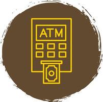 Atm Machine Line Circle Yellow Icon vector