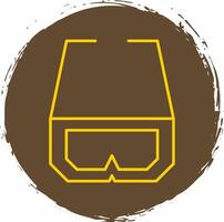 3d Glasses Line Circle Yellow Icon vector