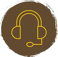 Headphone Line Circle Yellow Icon vector