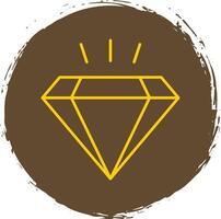 Diamond Line Circle Yellow Icon vector