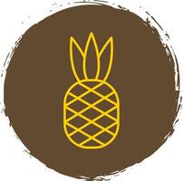 Pineapple Line Circle Yellow Icon vector