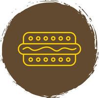 Hot Dog Line Circle Yellow Icon vector