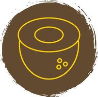 Coconut Line Circle Yellow Icon vector