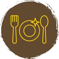 Crockery Line Circle Yellow Icon vector