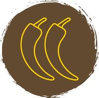 Chilli Line Circle Yellow Icon vector