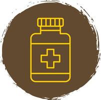 Medicine Bottle Line Circle Yellow Icon vector