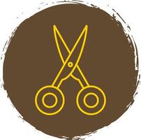 Scissors Line Circle Yellow Icon vector