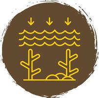 Ocean Acidity Line Circle Yellow Icon vector