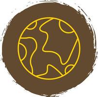 Earth Line Circle Yellow Icon vector