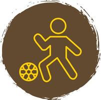 Football Player Line Circle Yellow Icon vector