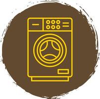 Washing Machine Line Circle Yellow Icon vector