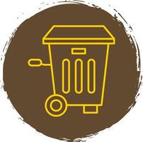 Trash Bin Line Circle Yellow Icon vector