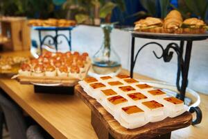 A set of beautiful snacks on the table. The buffet is on the table. Catering photo