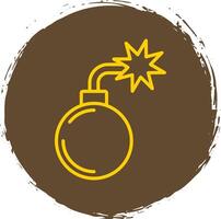 Bomb Line Circle Yellow Icon vector