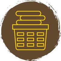 Laundry Basket Line Circle Yellow Icon vector