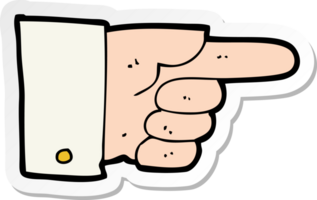 sticker of a cartoon pointing hand png