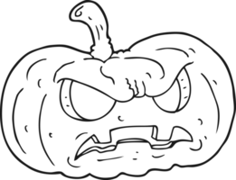 noir et blanc dessin animé Halloween citrouille png