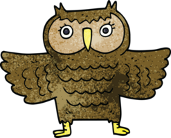 cartoon doodle owl with flapping wings png