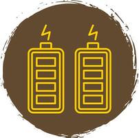 Batteries Line Circle Yellow Icon vector