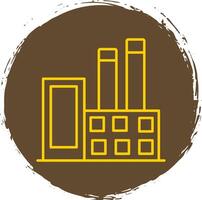 Industrial Buildings Line Circle Yellow Icon vector