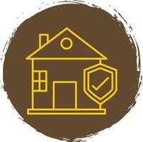 Home Insurance Line Circle Yellow Icon vector