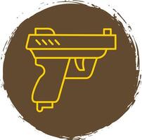 pistola línea circulo amarillo icono vector