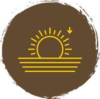 Sunset Line Circle Yellow Icon vector