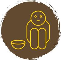 Hunger Line Circle Yellow Icon vector