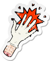 retro distressed sticker of a cartoon rubber glove png