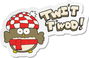 sticker of a cartoon cute owl singing twit twoo png