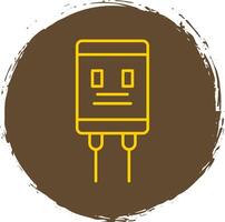 Capacitor Line Circle Yellow Icon vector