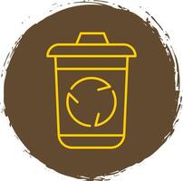 Recycle Bin Line Circle Yellow Icon vector