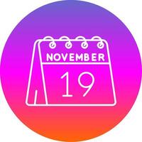 19th of November Line Gradient Circle Icon vector