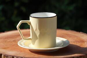 Cup Of Tea Closeup Over Nature Green Background photo